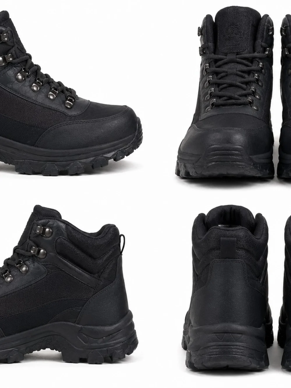 Men's Black Outdoor Work Boots - Rugged Lace-Up Support Size 8